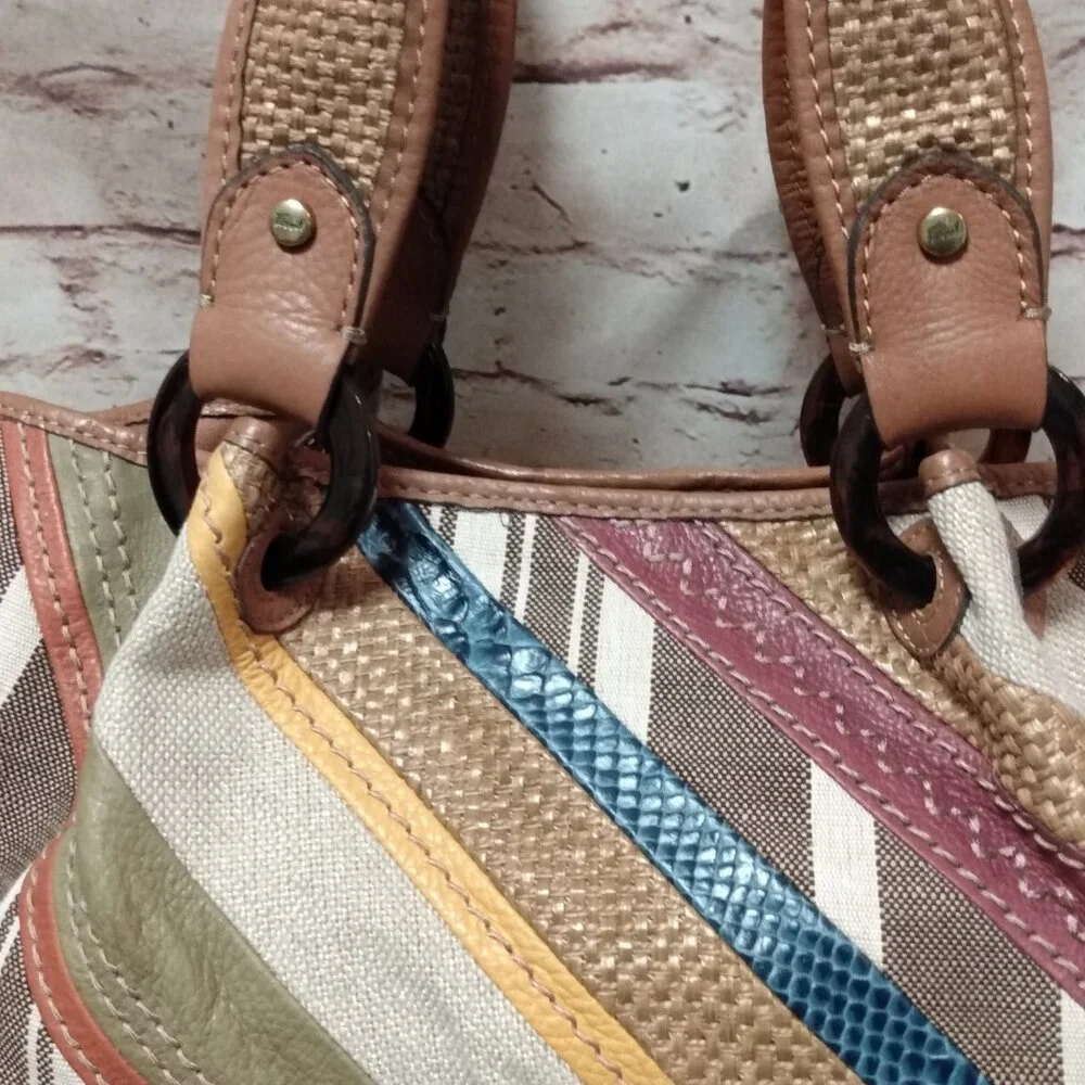 Fossil Multicolor Leather/Canvas/Straw Handbag - Picture 4 of 12